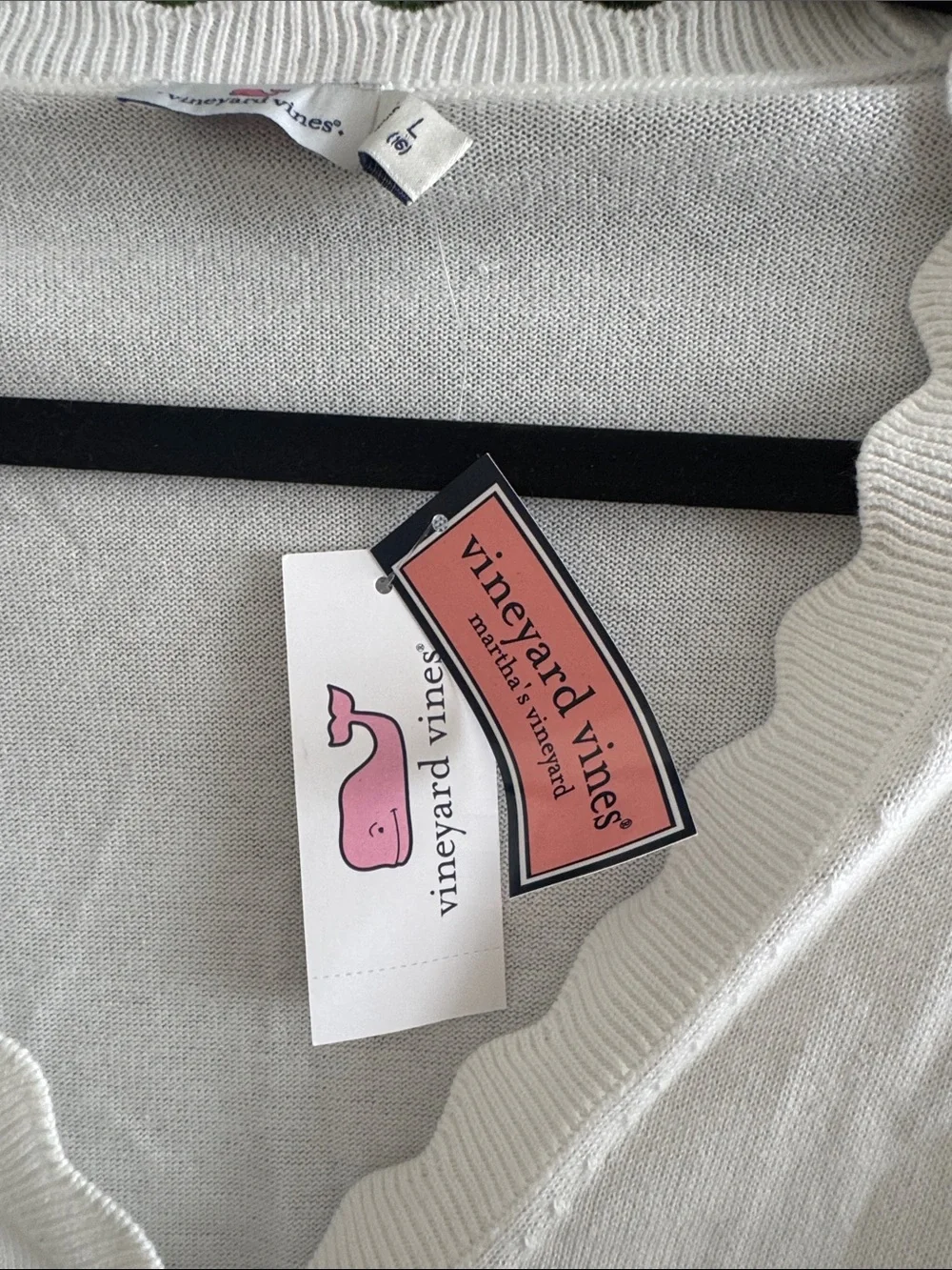 🆕 NWT VINEYARD VINES SCALLOP V-Neck Button Cardigan WHITE GIRLS XL /L SZ 16